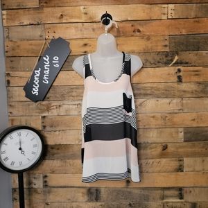 SALE-Karlie women's block stripped raceback sheer tank size s/m